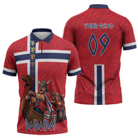 Custom Norway Viking Row - Alt for Norge Zipper Polo Shirt Norge Football Supporter Flag Edition