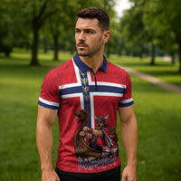 Custom Norway Viking Row - Alt for Norge Zipper Polo Shirt Norge Football Supporter Flag Edition