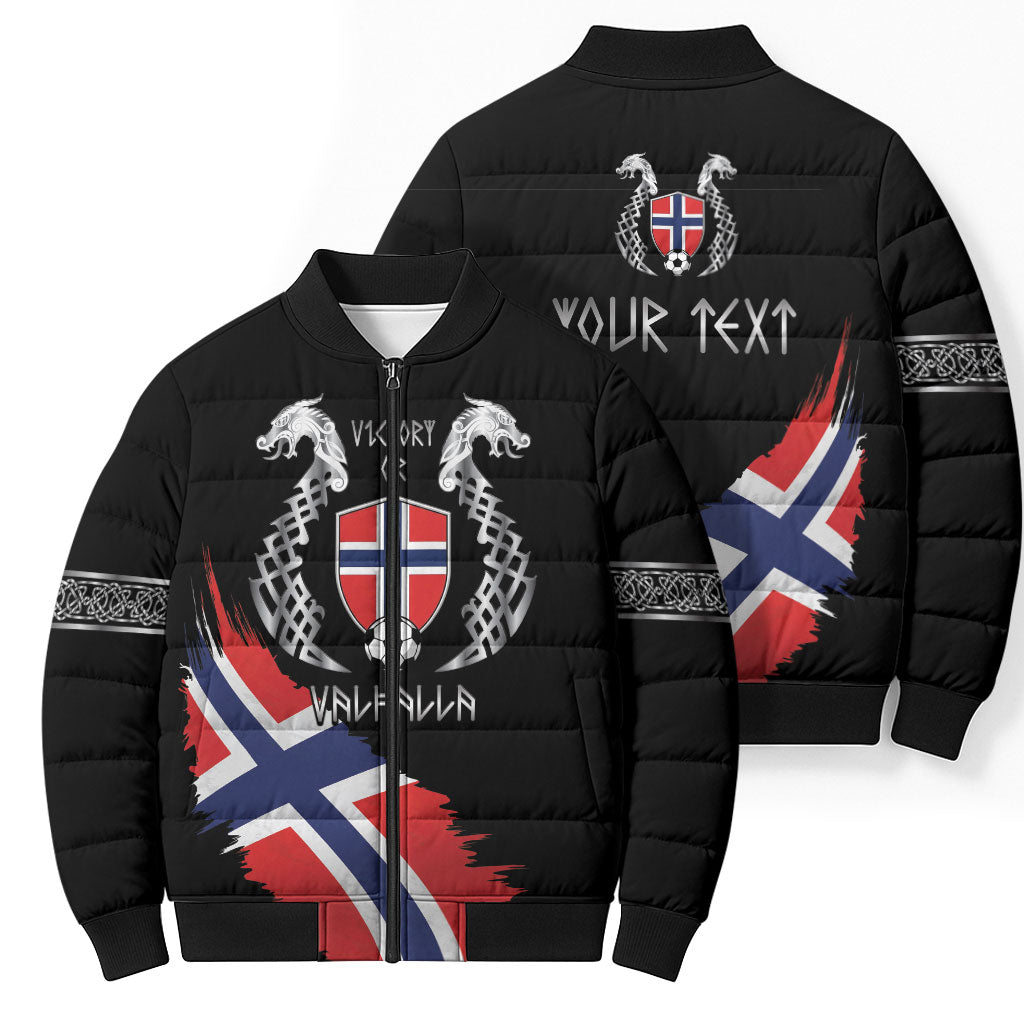 Victory or Valhalla Norway Football Personalized Bomber Puffer Jacket Norge Football Supporter