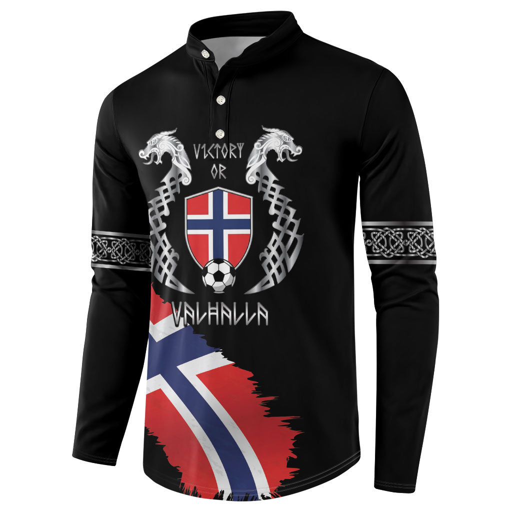 Victory or Valhalla Norway Football Personalized Button Sweatshirt Norge Football Supporter