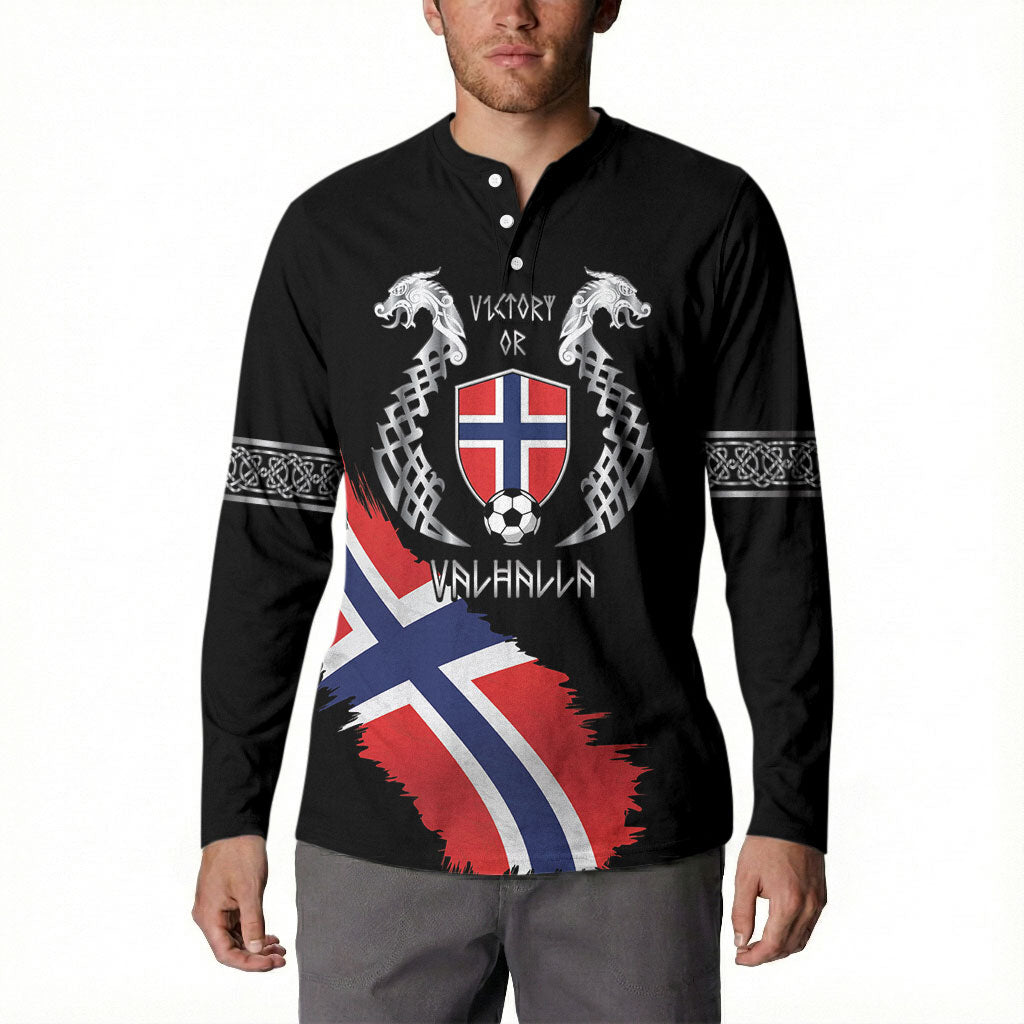 Victory or Valhalla Norway Football Personalized Button Sweatshirt Norge Football Supporter