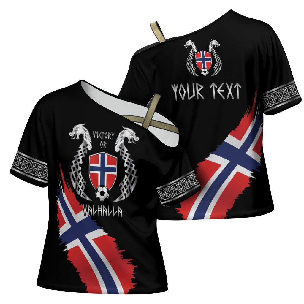Victory or Valhalla Norway Football Personalized Cross Shoulder Shirt Norge Football Supporter