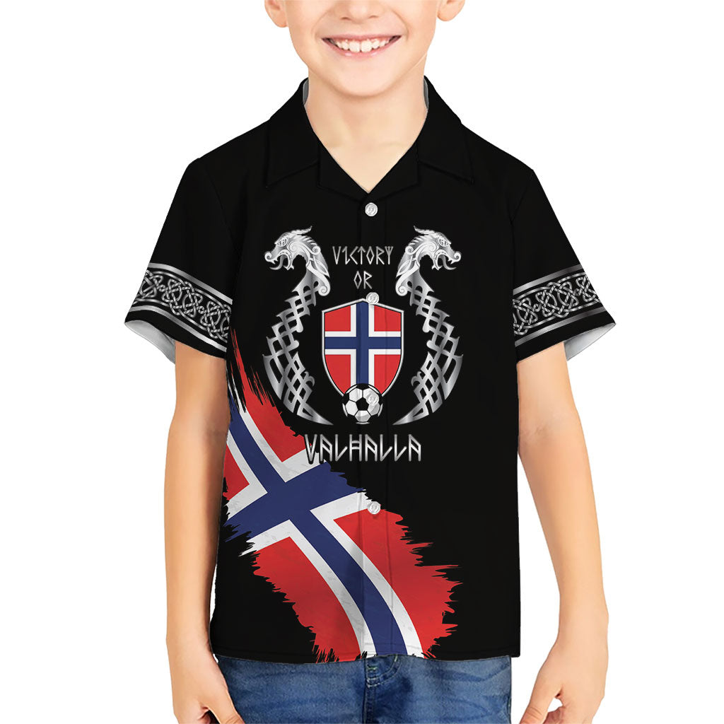 Victory or Valhalla Norway Football Personalized Kid Hawaiian Shirt Norge Football Supporter