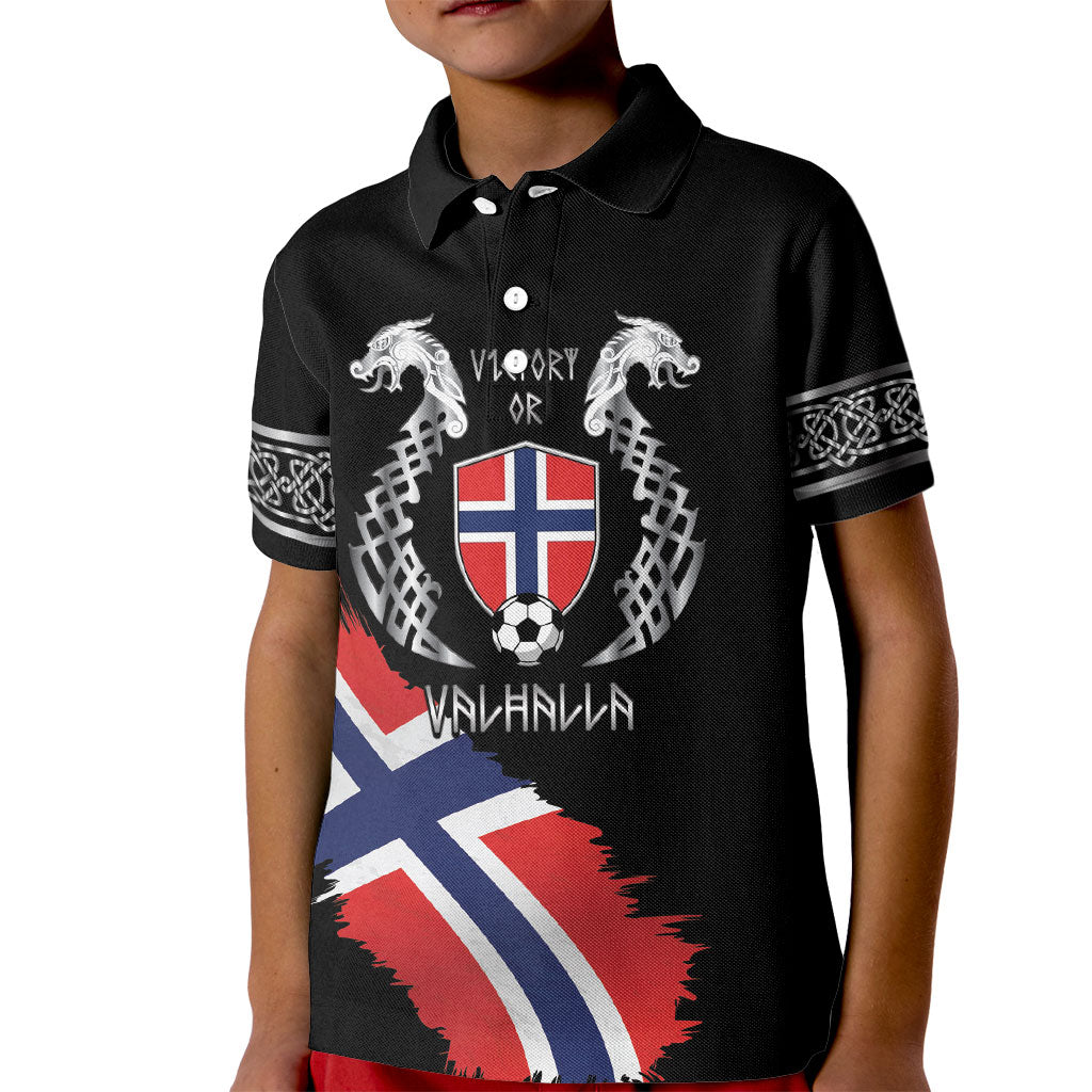 Victory or Valhalla Norway Football Personalized Kid Polo Shirt Norge Football Supporter