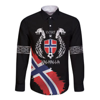 Victory or Valhalla Norway Football Personalized Long Sleeve Button Shirt Norge Football Supporter