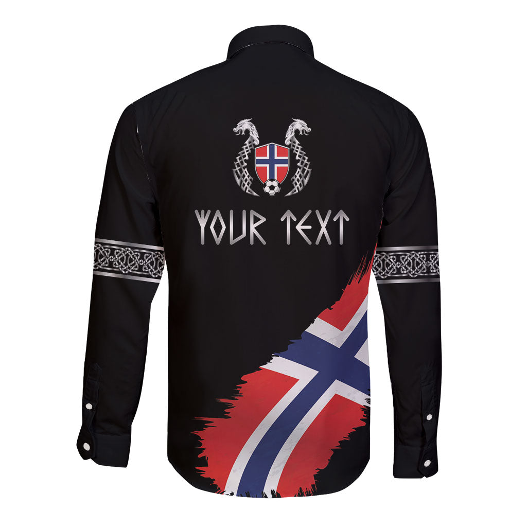 Victory or Valhalla Norway Football Personalized Long Sleeve Button Shirt Norge Football Supporter