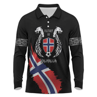 Victory or Valhalla Norway Football Personalized Long Sleeve Polo Shirt Norge Football Supporter