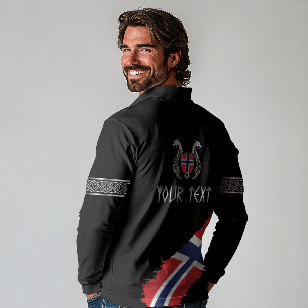 Victory or Valhalla Norway Football Personalized Long Sleeve Polo Shirt Norge Football Supporter