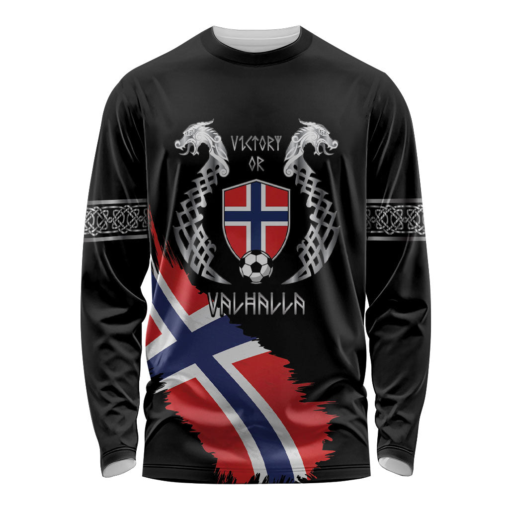 Victory or Valhalla Norway Football Personalized Long Sleeve Shirt Norge Football Supporter