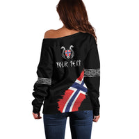 Victory or Valhalla Norway Football Personalized Off Shoulder Sweater Norge Football Supporter