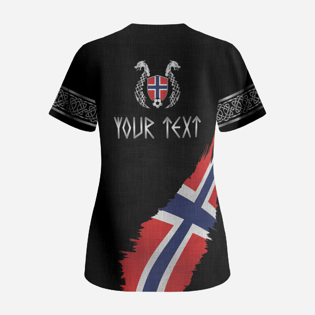Victory or Valhalla Norway Football Personalized Scrub Top Norge Football Supporter
