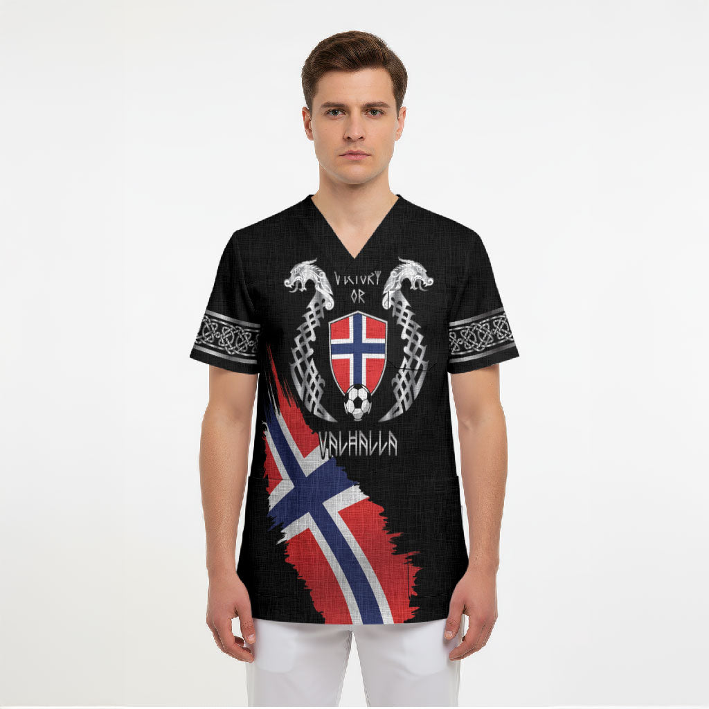 Victory or Valhalla Norway Football Personalized Scrub Top Norge Football Supporter