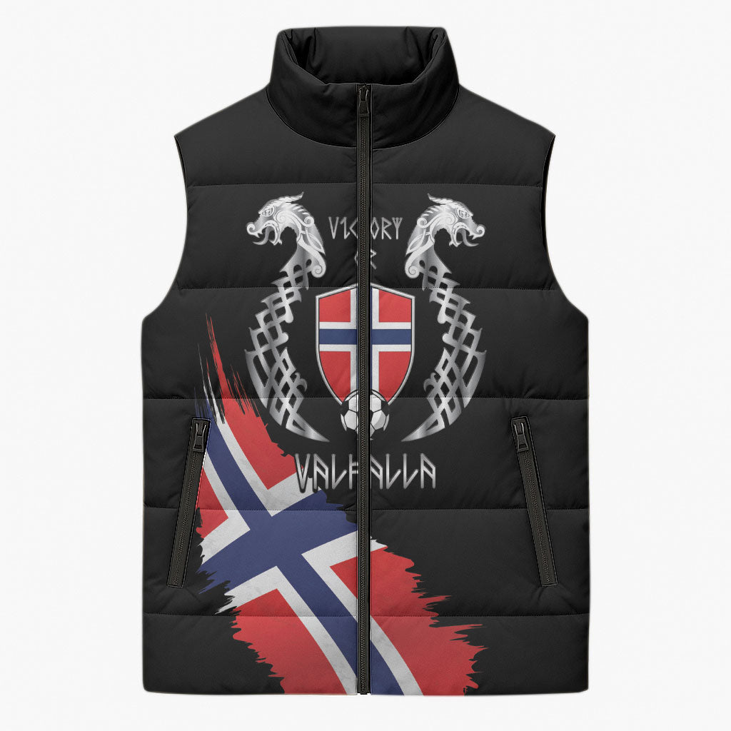 Victory or Valhalla Norway Football Personalized Sleeveless Puffer Jacket Norge Football Supporter