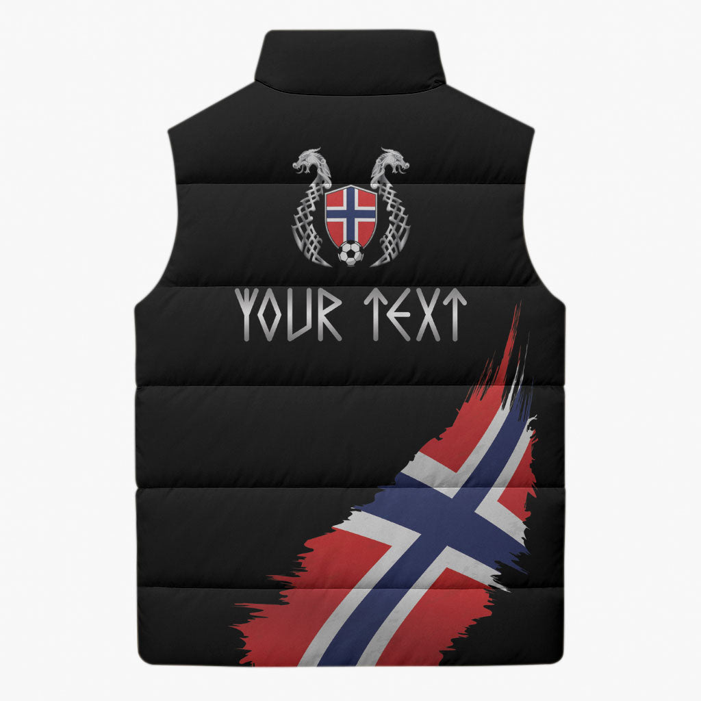 Victory or Valhalla Norway Football Personalized Sleeveless Puffer Jacket Norge Football Supporter