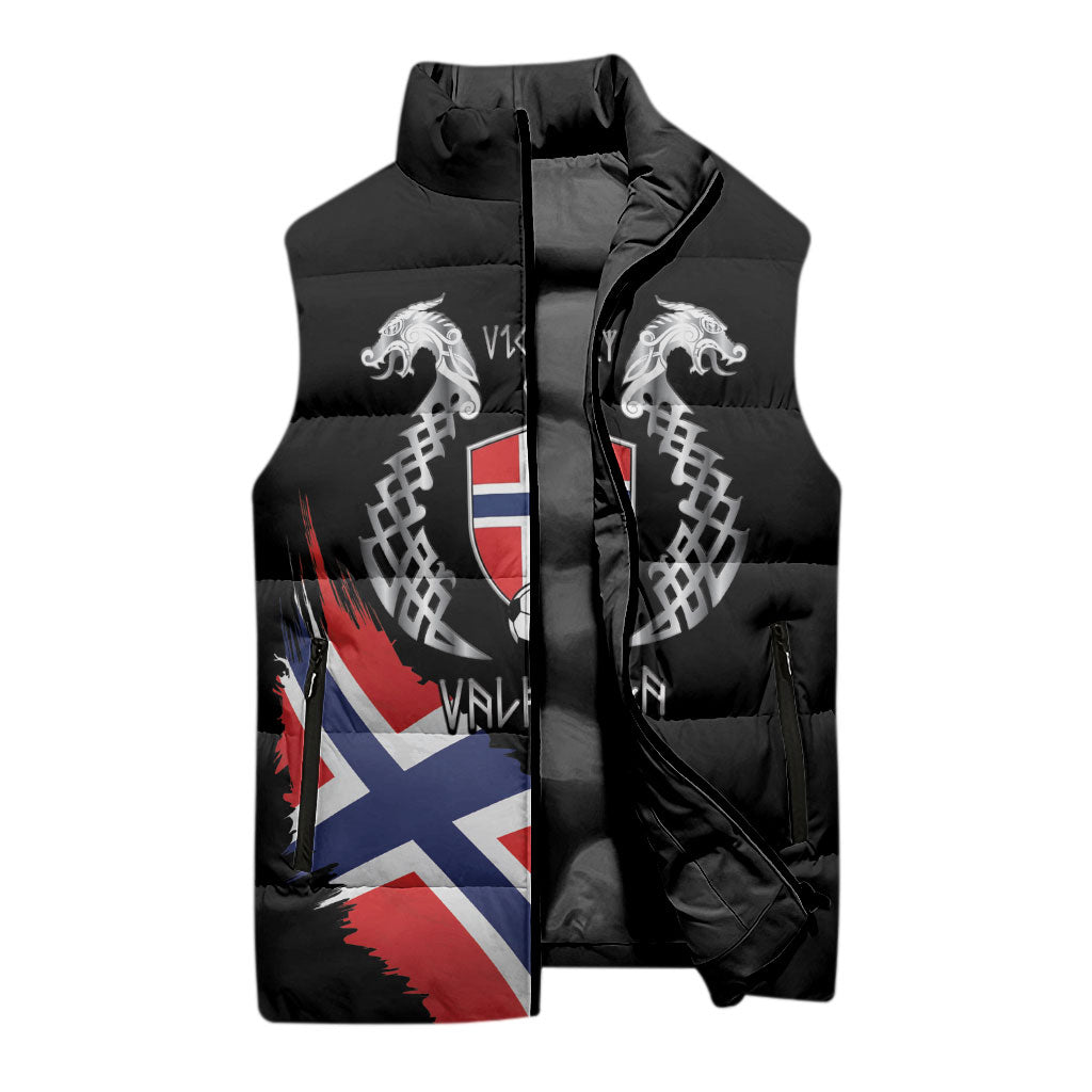 Victory or Valhalla Norway Football Personalized Sleeveless Puffer Jacket Norge Football Supporter