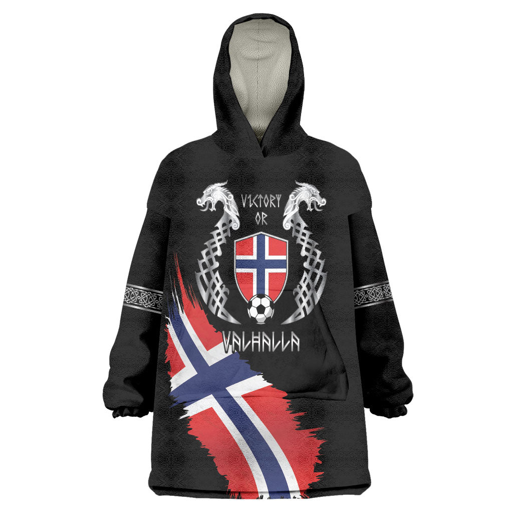 Victory or Valhalla Norway Football Personalized Wearable Blanket Hoodie Norge Football Supporter