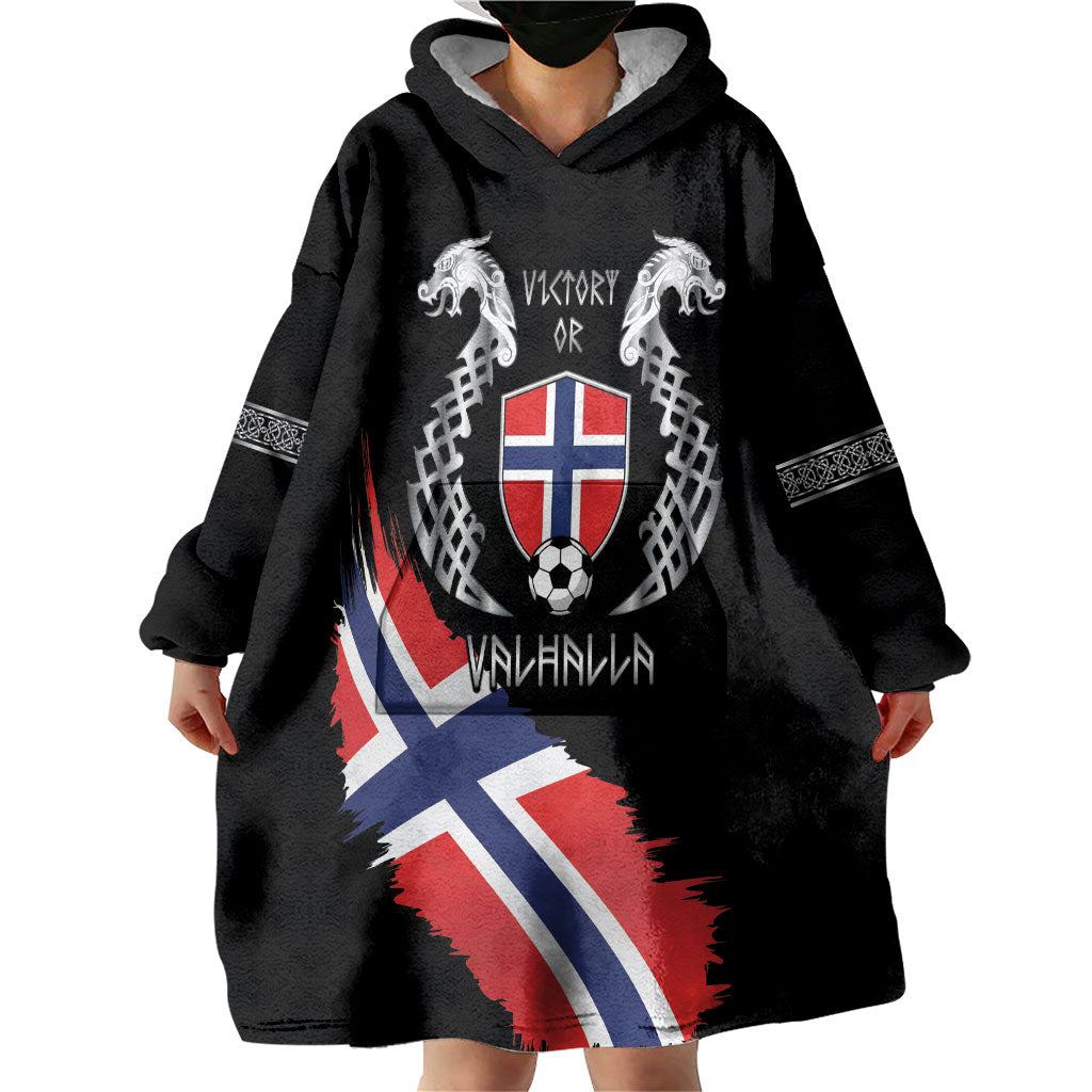 Victory or Valhalla Norway Football Personalized Wearable Blanket Hoodie Norge Football Supporter