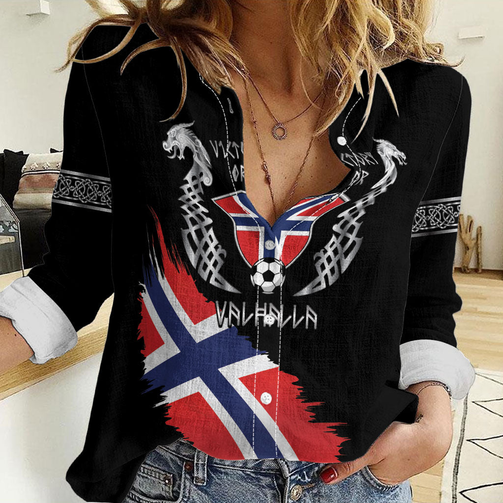 Victory or Valhalla Norway Football Personalized Women Casual Shirt Norge Football Supporter