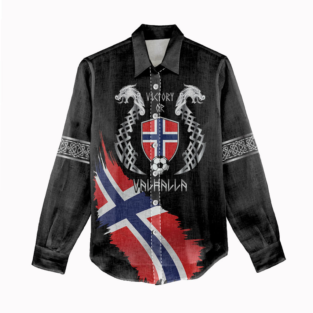 Victory or Valhalla Norway Football Personalized Women Casual Shirt Norge Football Supporter