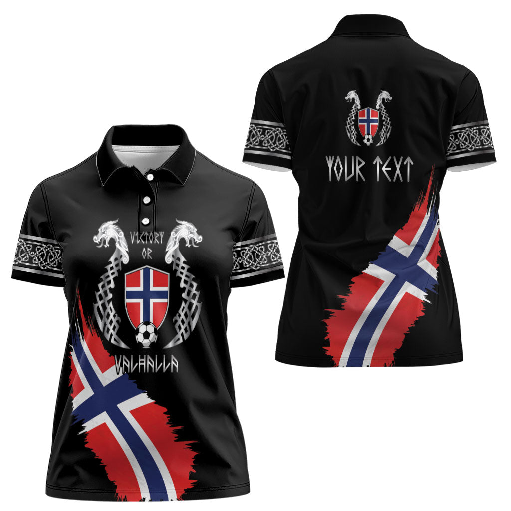 Victory or Valhalla Norway Football Personalized Women Polo Shirt Norge Football Supporter
