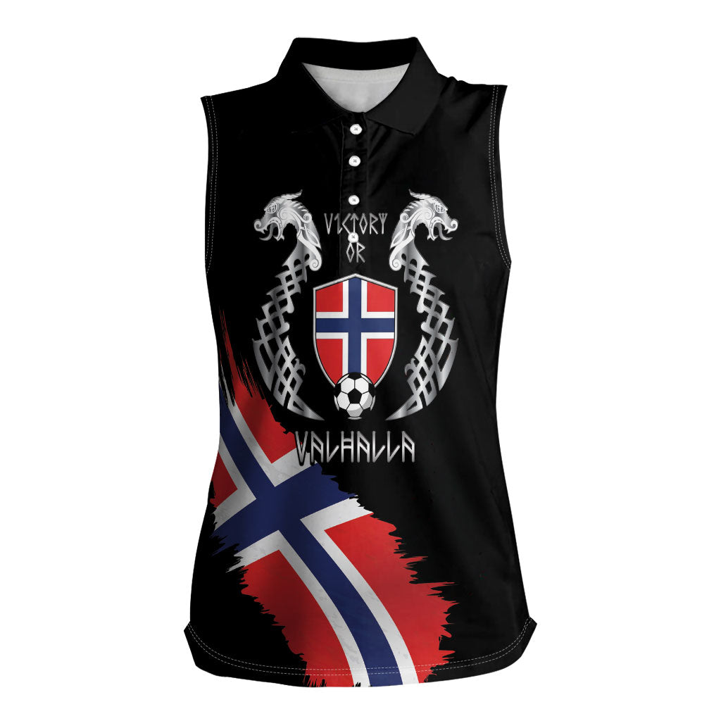 Victory or Valhalla Norway Football Personalized Women Sleeveless Polo Shirt Norge Football Supporter