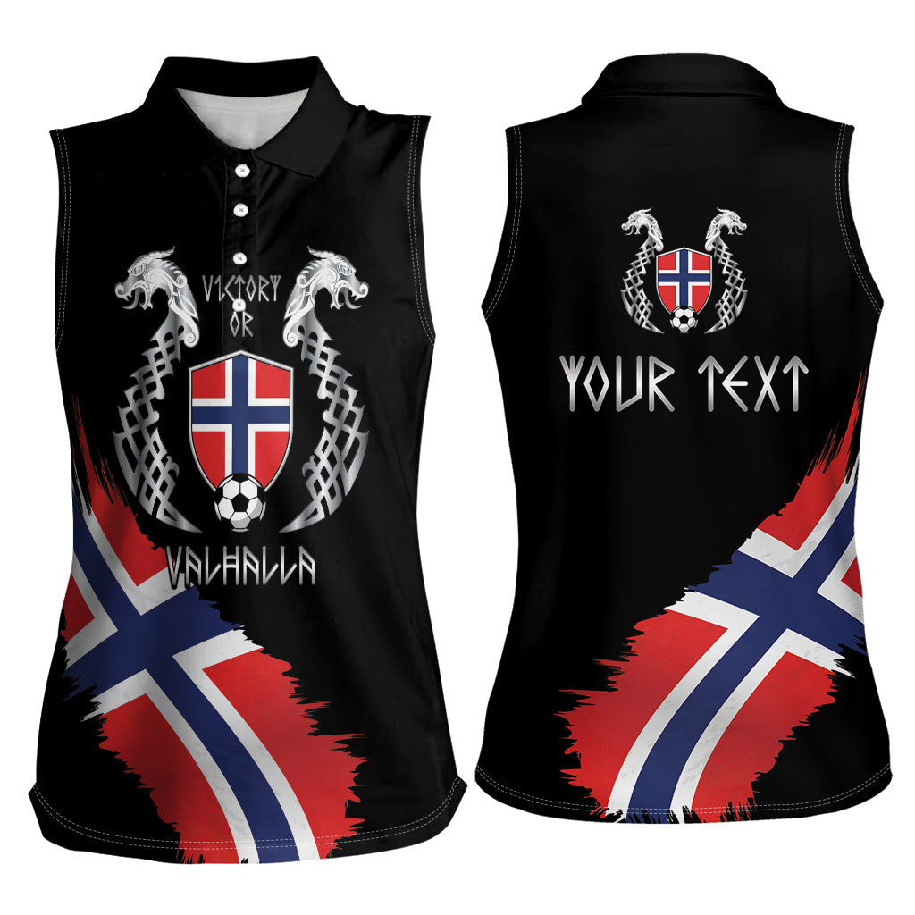 Victory or Valhalla Norway Football Personalized Women Sleeveless Polo Shirt Norge Football Supporter