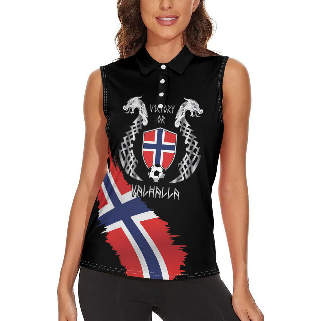 Victory or Valhalla Norway Football Personalized Women Sleeveless Polo Shirt Norge Football Supporter