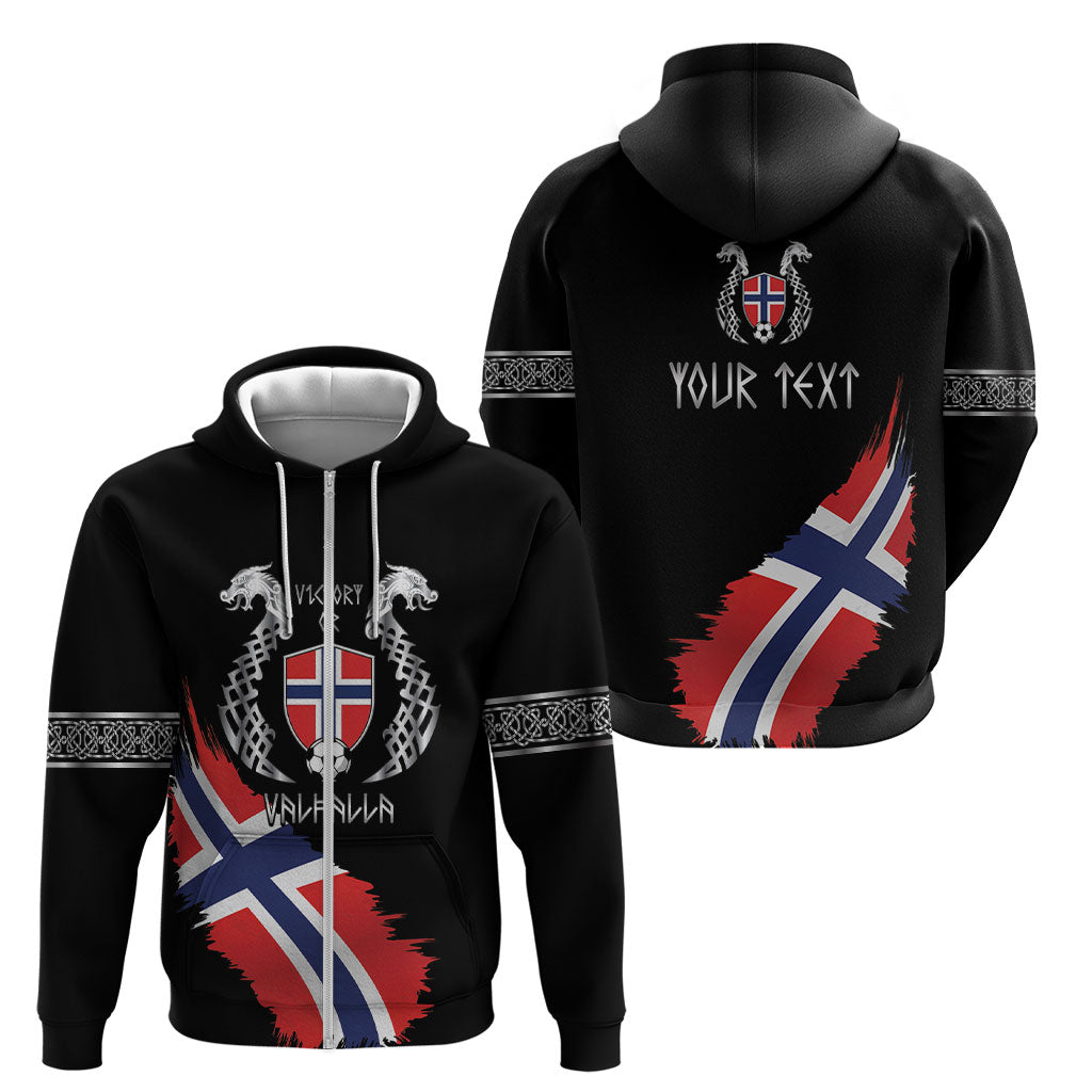 Victory or Valhalla Norway Football Personalized Zip Hoodie Norge Football Supporter