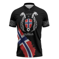 Victory or Valhalla Norway Football Personalized Zipper Polo Shirt Norge Football Supporter