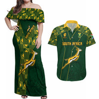 Springboks Rugby Couples Matching Off Shoulder Maxi Dress and Hawaiian Shirt South Africa Go Champions World Cup 2023 LT9 - Wonder Print Shop