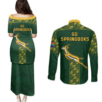 Springboks Rugby Couples Matching Puletasi Dress and Long Sleeve Button Shirts South Africa Go Champions World Cup 2023 LT9 - Wonder Print Shop