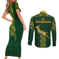 Springboks Rugby Couples Matching Short Sleeve Bodycon Dress and Long Sleeve Button Shirts South Africa Go Champions World Cup 2023 LT9 - Wonder Print Shop