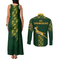 Springboks Rugby Couples Matching Tank Maxi Dress and Long Sleeve Button Shirts South Africa Go Champions World Cup 2023 LT9 - Wonder Print Shop