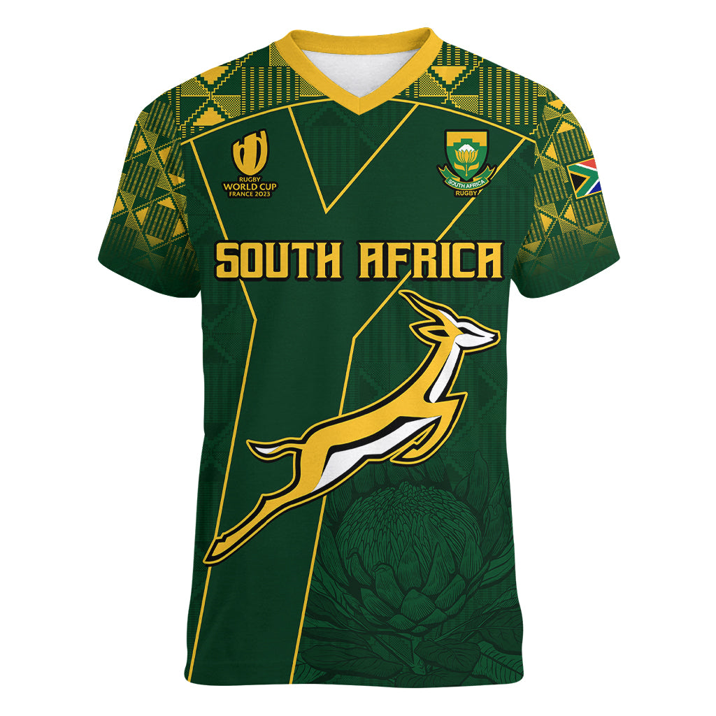 Springboks Rugby Women V Neck T Shirt South Africa Go Champions World Cup 2023 - Wonder Print Shop