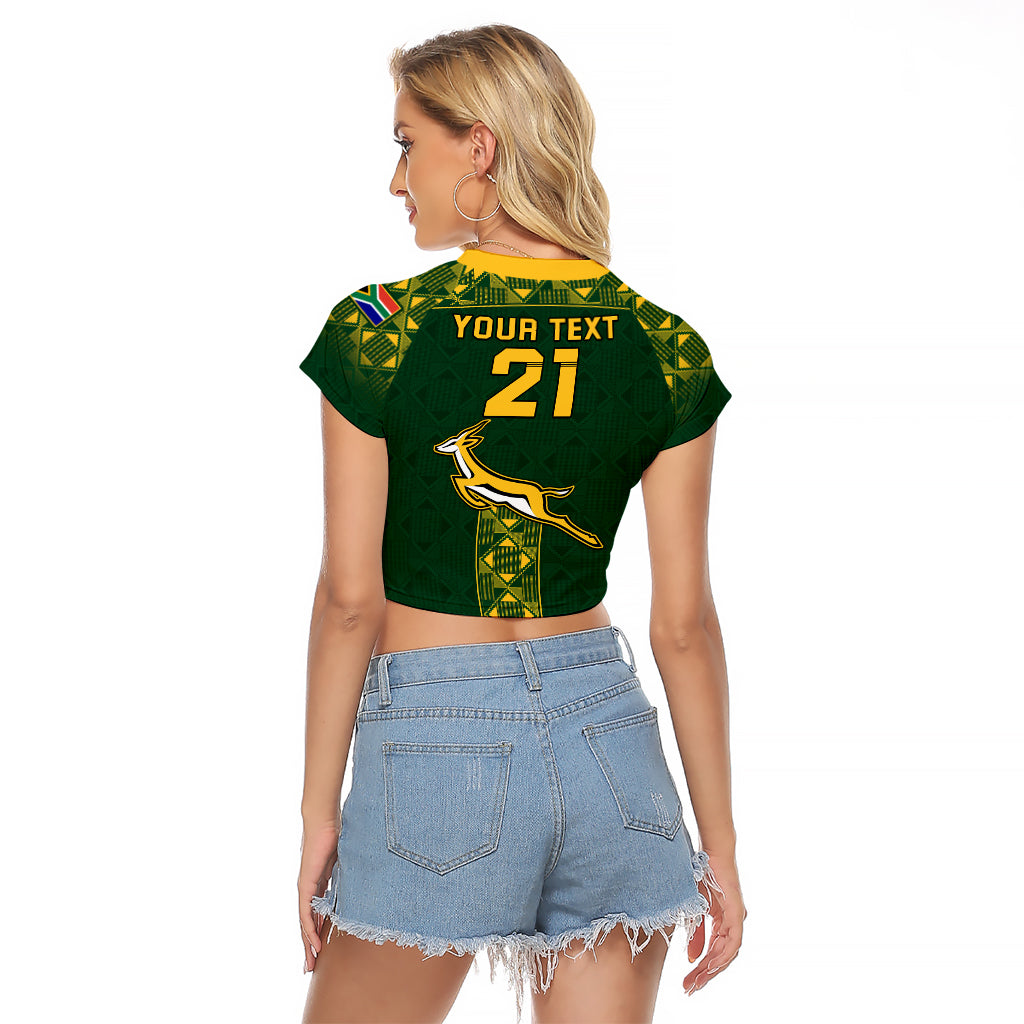Custom Springboks Rugby Raglan Cropped T Shirt South Africa Go Champions World Cup 2023 - Wonder Print Shop