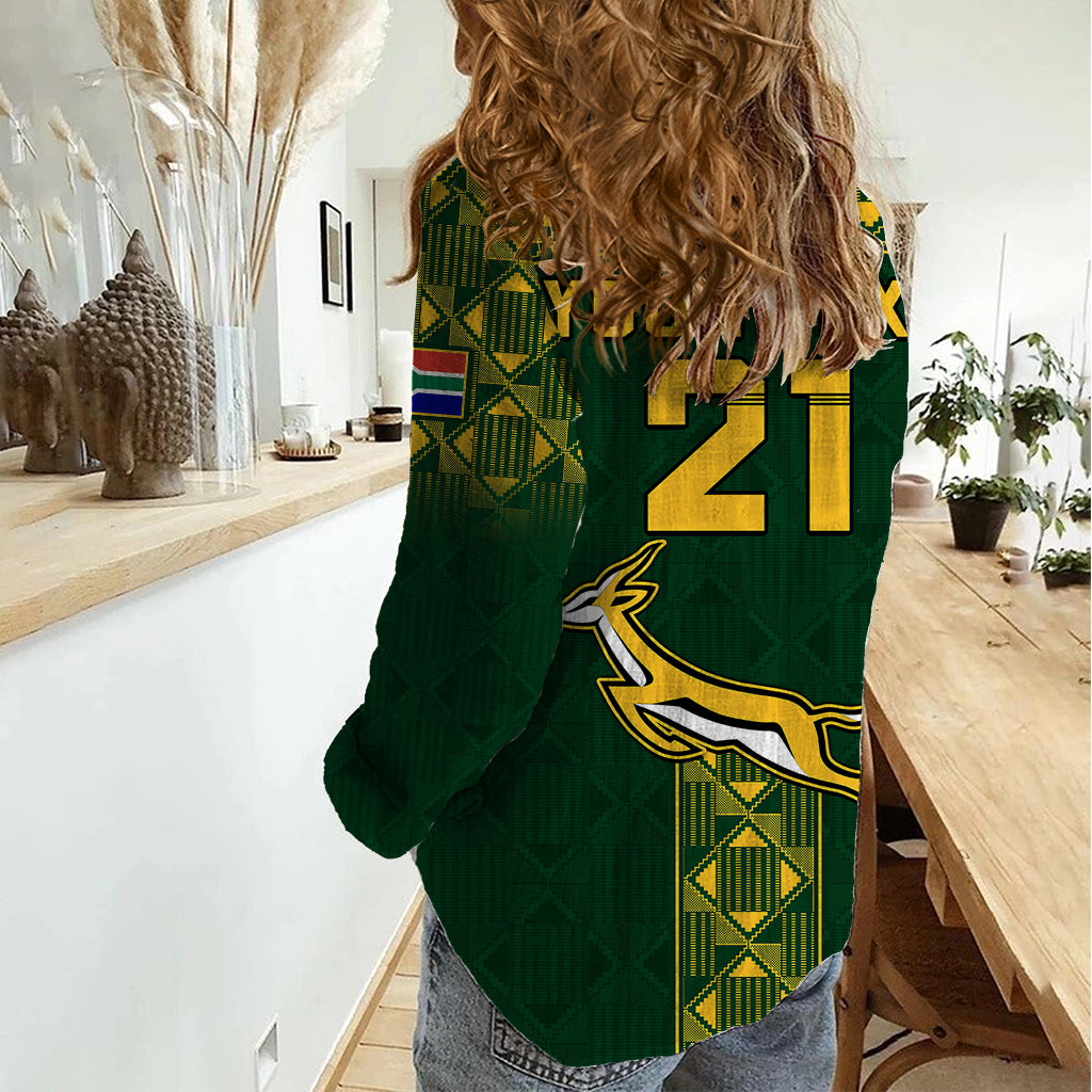 Custom Springboks Rugby Women Casual Shirt South Africa Go Champions World Cup 2023 - Wonder Print Shop