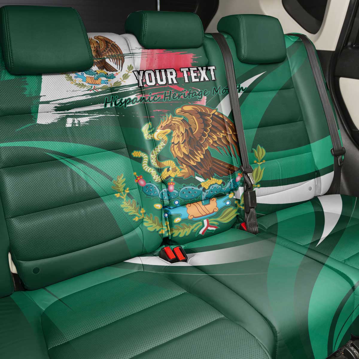 Mexico Hispanic Heritage Personalized Back Car Seat Cover With Aguila Mexicana LT9 - Wonder Print Shop