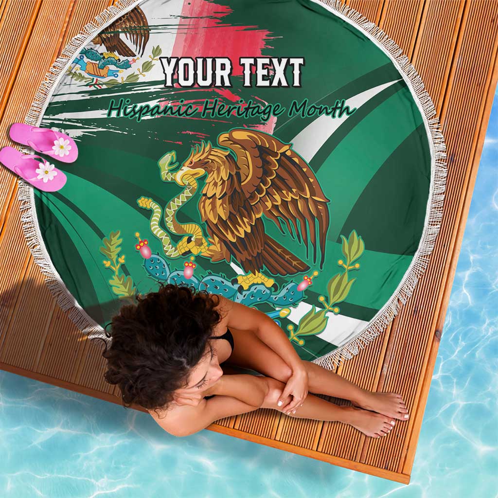 Mexico Hispanic Heritage Personalized Beach Blanket With Aguila Mexicana LT9 - Wonder Print Shop