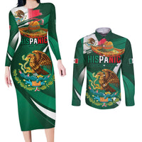 Mexico Hispanic Heritage Personalized Couples Matching Long Sleeve Bodycon Dress and Long Sleeve Button Shirt With Aguila Mexicana LT9 - Wonder Print Shop