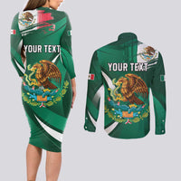 Mexico Hispanic Heritage Personalized Couples Matching Long Sleeve Bodycon Dress and Long Sleeve Button Shirt With Aguila Mexicana LT9 - Wonder Print Shop