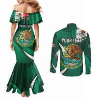 Mexico Hispanic Heritage Personalized Couples Matching Mermaid Dress and Long Sleeve Button Shirt With Aguila Mexicana