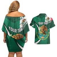 Mexico Hispanic Heritage Personalized Couples Matching Off Shoulder Short Dress and Hawaiian Shirt With Aguila Mexicana LT9 - Wonder Print Shop