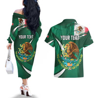 Mexico Hispanic Heritage Personalized Couples Matching Off The Shoulder Long Sleeve Dress and Hawaiian Shirt With Aguila Mexicana LT9 - Wonder Print Shop