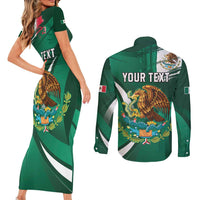 Mexico Hispanic Heritage Personalized Couples Matching Short Sleeve Bodycon Dress and Long Sleeve Button Shirt With Aguila Mexicana LT9 - Wonder Print Shop