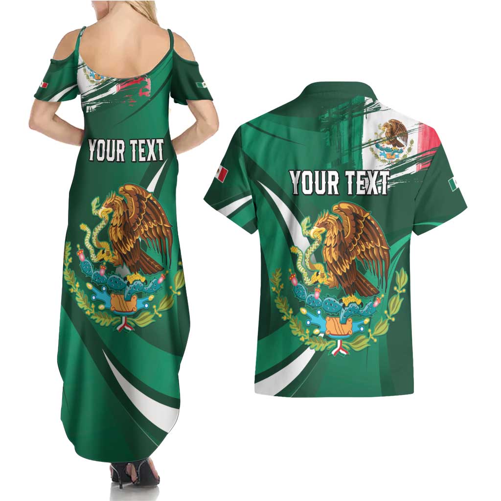 Mexico Hispanic Heritage Personalized Couples Matching Summer Maxi Dress and Hawaiian Shirt With Aguila Mexicana LT9 - Wonder Print Shop