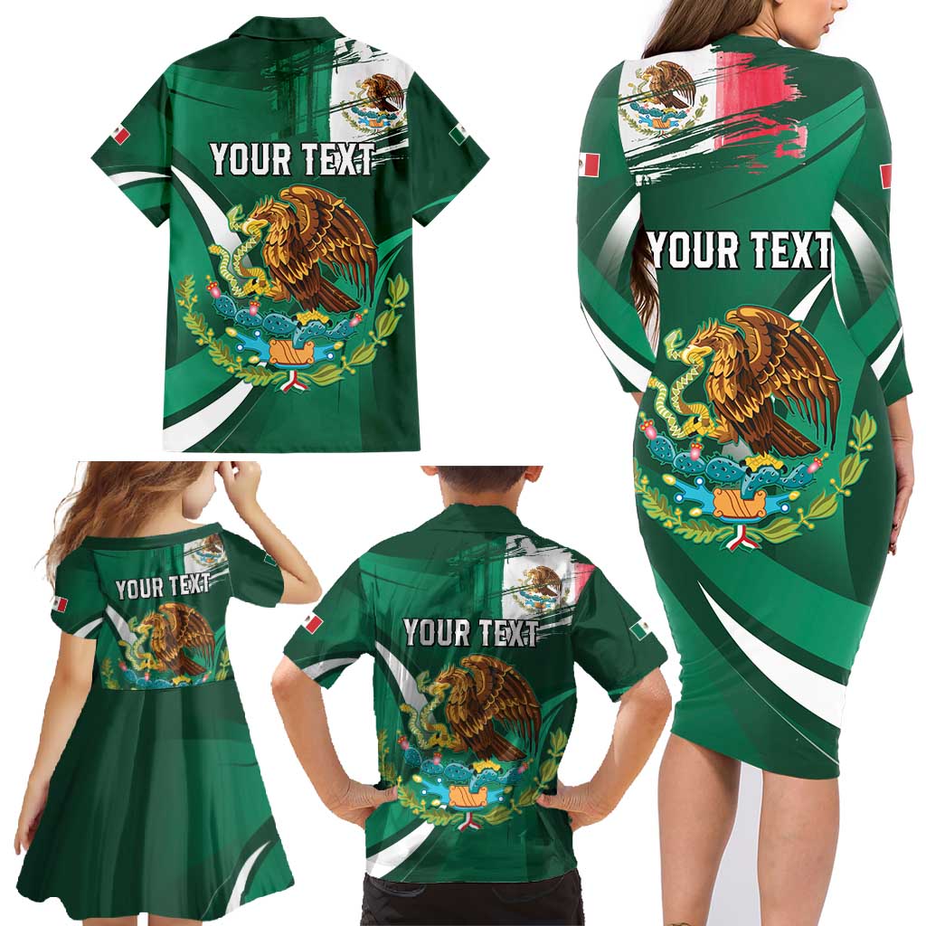 Mexico Hispanic Heritage Personalized Family Matching Long Sleeve Bodycon Dress and Hawaiian Shirt With Aguila Mexicana LT9 - Wonder Print Shop