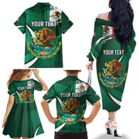 Mexico Hispanic Heritage Personalized Family Matching Off The Shoulder Long Sleeve Dress and Hawaiian Shirt With Aguila Mexicana - Wonder Print Shop