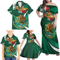 Mexico Hispanic Heritage Personalized Family Matching Off Shoulder Maxi Dress and Hawaiian Shirt With Aguila Mexicana LT9 - Wonder Print Shop