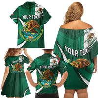 Mexico Hispanic Heritage Personalized Family Matching Off Shoulder Short Dress and Hawaiian Shirt With Aguila Mexicana LT9 - Wonder Print Shop