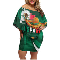 Mexico Hispanic Heritage Personalized Family Matching Off Shoulder Short Dress and Hawaiian Shirt With Aguila Mexicana LT9 - Wonder Print Shop